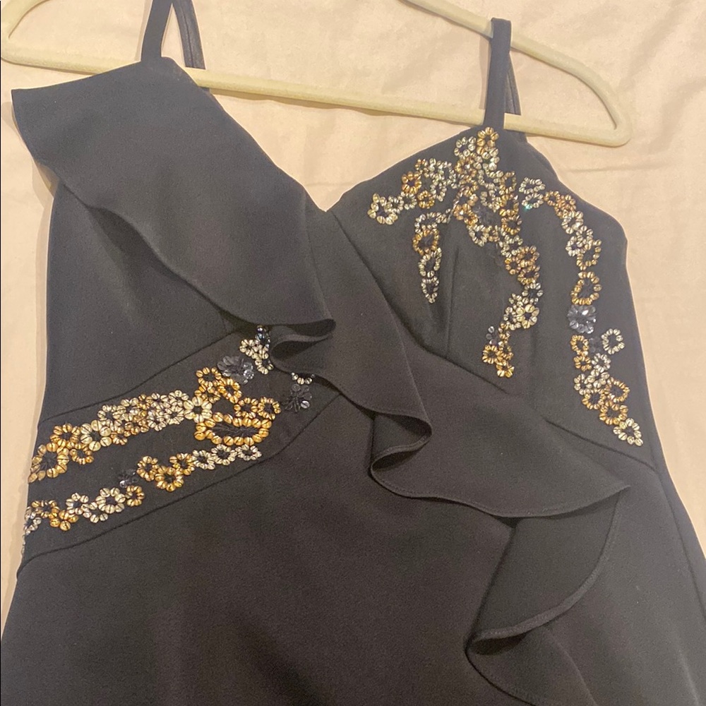 Shoshanna Black Sequin Embellished Classic Gown.